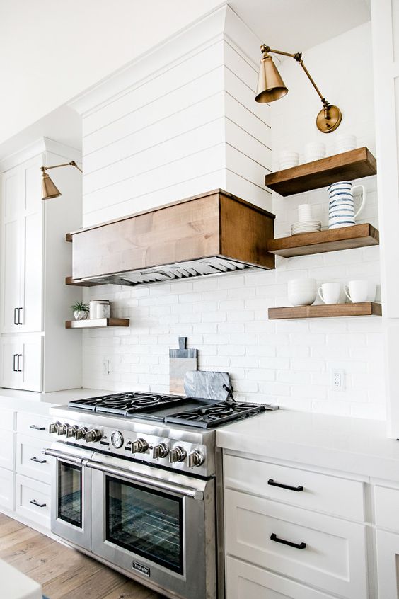 Shiplap Accent and Open Wood Shelves